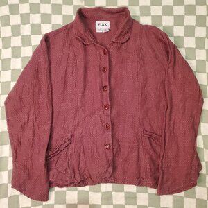 Flax Jacket Womens 2G Linen Button Front Oversized Lagenlook Pockets